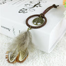 Boho Key Chain Ring Metal Feather Tassels Dream Catcher Keyring Keychain 3C