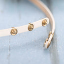 Women's Fashion Leather Rhinestone Analog Quartz Wrist Watches White A