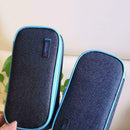 School Boy Pencil Case Bags Large Capacity Solid Color Box Pen Denim Canvas V0H1