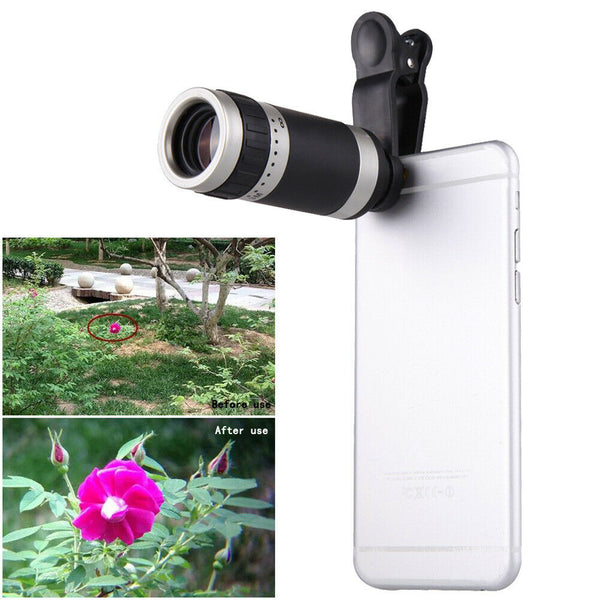 Universal 8X Zoom HD Optical Lens Telescope for Mobile Phone Camera Silvery #JT1