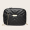 Women Simple Leather Crossbody Bag Chain Shoulder Messenger Handbag (Black) A