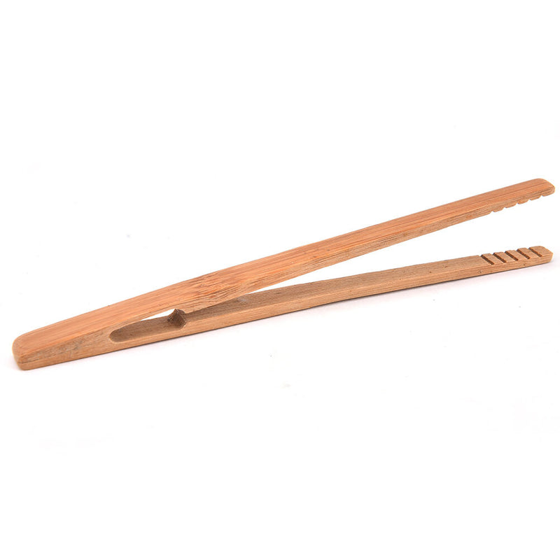 Practical Textured Bamboo Kongfu Tea Utensil Tweezers 14.5cm Wood Color MO