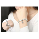 white cat eye beads bracelet with lucky pendant charms strand women bracelet 3C