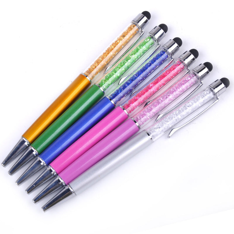 6pcs Crystal Ball Point Pen Capacitive Stylus Pen Phone Touch Screen Pen Office