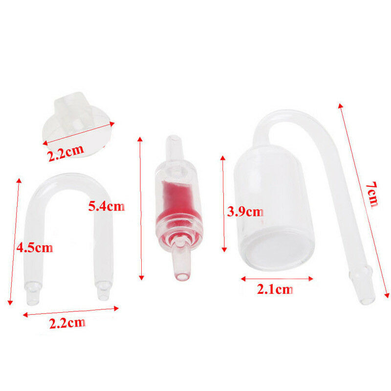 Fish Tank CO2 Diffuser Check Valve Aquarium U Shape Glass Tube Suction Cup Kit