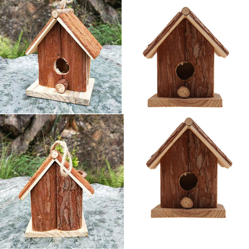 Set of 2 Hanging Wooden Bird Houses Cage for Parrot, Canary or Cockatiel or