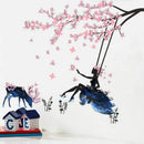 Fairy Pink Flower Tree Branch Vinyl Wall Stickers Kids Decals Nursery Decor Y7Q8