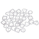 30pcs Heart + Round + Square Shape Ribbon Buckle Sliders for DIY Craft Wedd