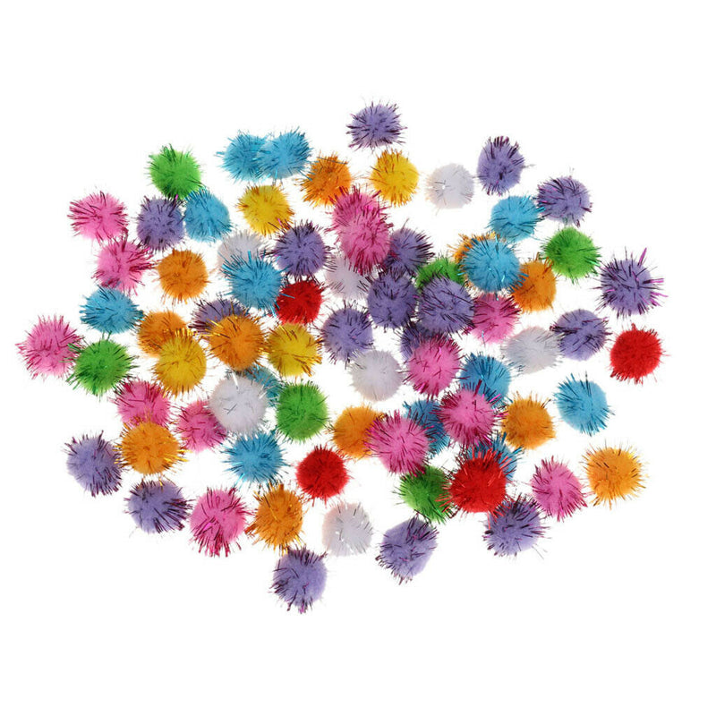 100pcs Cat Toys Ball Soft Crinkle Sparkle Balls Pom Pom Cat Balls Cat Ball 25mm