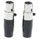 2 x 5 Pin XLR Female Cable Connector, Fit for Microphones, Black and Sliver