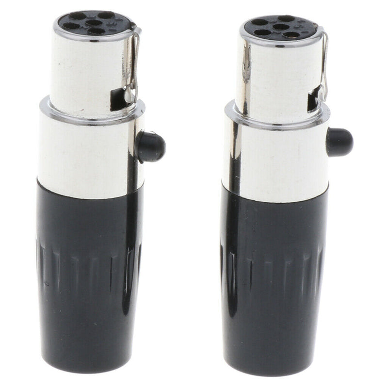 2 x 5 Pin XLR Female Cable Connector, Fit for Microphones, Black and Sliver