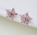 Women Girls Fashion Cute Crystal Rhinestone Elegant Snowflake Ear Studs Earrings
