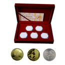 Superb Wood Commemorative Coin Storage Box 5 Grids Case w/ Cushion Pad for