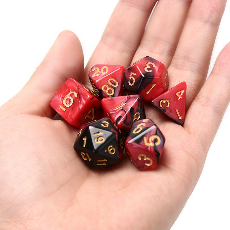 49pcs Acrylic Polyhedral Dice Double Colors Dice With Pouch For Games Fun  Z