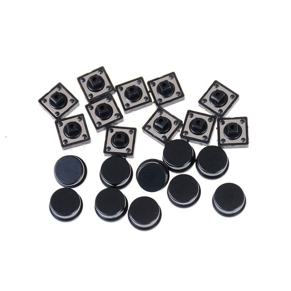 10pcs Momentary Tact Tactile Push Button Switch 12x12x12mm 4 Pin Cap  Gw