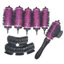6pcs/set 3 Sizes Detachable Handle Hair Roller Brush with Positioning Clips Q8M7