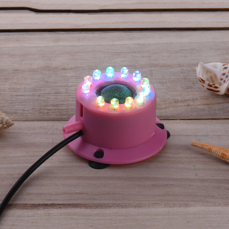 12SMD LED Light Aquarium Underwater Fish Tank Air Curtain Pump Bubble Stone Disk