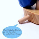 Children Bath Balloon Powered Boat Wooden Gifts Educational Toys Swimming K7K2