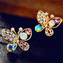 Ladies Chic Lovely Crystal Rhinestone Hollow Butterfly Ear Stud Earrings Gift LJ