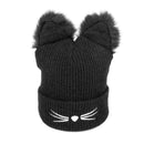 Winter Thick Knitted Wool Hat With Two Cat Ears Women's Warm&Soft Cap Beani N7H5