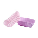 Muffin Cup 12 PCS Rectangle Silicone Soap Cookies Cupcake Bakeware Pan Tray K7L5