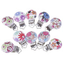 10Pcs Wood Home Baby Round Pacifier Clip Metal Holders Flower