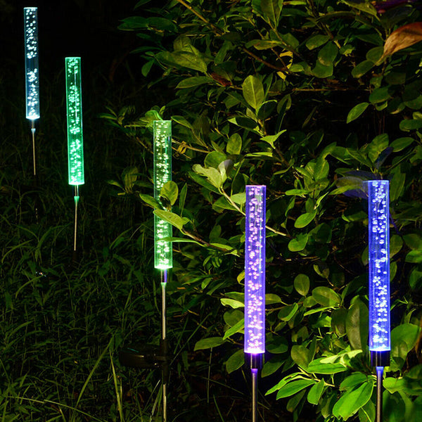 2pcs Color-changing LED Solar Lamp Waterproof Garden Light (Cylindrical)