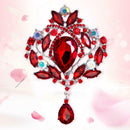 Rhinestone Alloy Brooch Crown Glass Women Corsage Badges Jewelry (Red) A