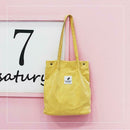 Korean Canvas Handbags Women Corduroy Shoulder Bags Shopping Totes (Yellow)