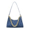 Casual Printed Women Handbag Totes PU Chain Underarm Shoulder Bags (Blue) A#S