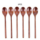 6x Kitchen Wooden Cooking Spoon Wood Soup Spoon Japanese Style Kitchen Uten Hn