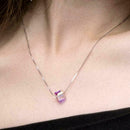 Aurora Cube Sugar Necklace Crystal Pendant Accessories Clavicle Women's Pen T6M5