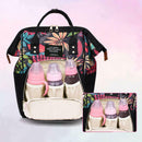 Mummy Maternity Backpacks Plant Print Baby Diaper Shoulder Bags (Black)