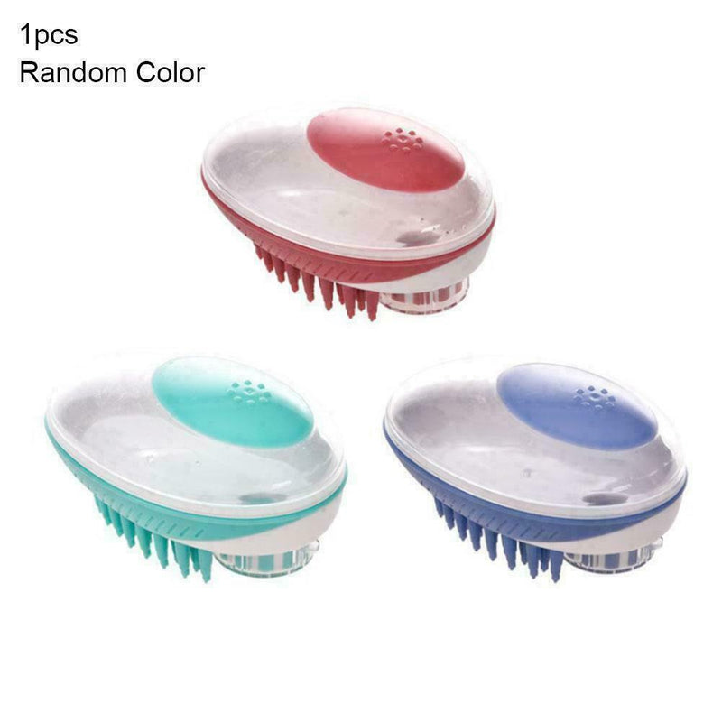 Silicone Pet Shower Massage Brush Shampoo Dispensing Brush Comb Pet Bath Q3F9