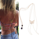 Crystal Necklace Beach Bikini  Long Body Chain Butterfly Pendant  Body Jewe BX