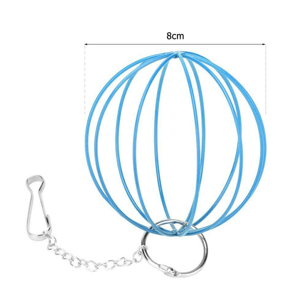 Stainless Steel Plating Pet Hay Manger Food Ball Rabbit Grass Rack (Blue) A#S