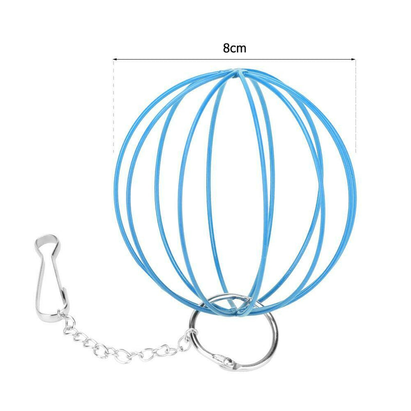 Stainless Steel Plating Pet Hay Manger Food Ball Rabbit Grass Rack (Blue) A