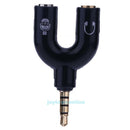 3.5mm Stereo Audio Jack Earphone Headphone 2 Way U Splitter Adapter for Laptop