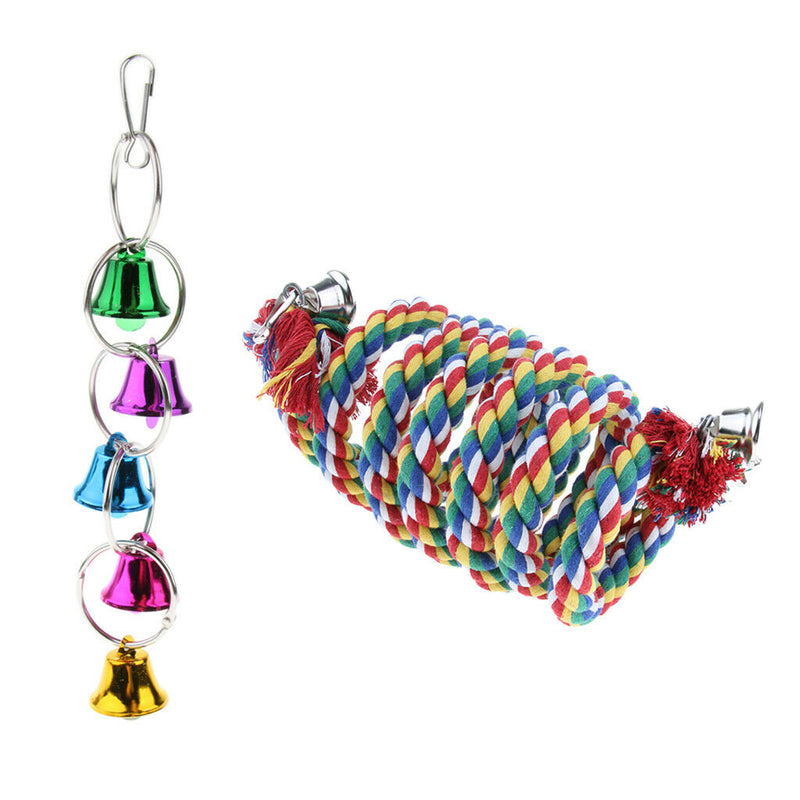 Pack of 2 Parrot Toys - Parrot Standing Climbing Spiral Cotton Bungee and Parrot