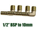 4Pcs 1/2 BSP To 10mm Brass 90 Male Elbow Barbed Hose Tail Pipe Gas Fittings