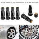 4pcs Car Tubeless Tyre Valve Stems Aluminum Tire Air Valve Stems (Black)