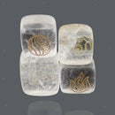 4Pcs/Set Natural Rock Crystal Quartz Palm Stone Water Fire Soil Wind Carved