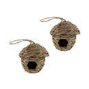 2Pcs Handwoven Straw Bird Lounge Nest Birdhouse Box for Hatching Breeding Garden