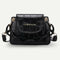 Women Mini Totes PU Solid Shoulder Money Bag Messenger Handbags (Black)