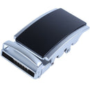 Men's Solid Buckle Automatic Ratchet Leather Belt Buckle Black + Silver2