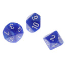 Pack of 10 Plastic Polyhedral Dice D10 for Dungeons&Dragons Table Games Blue