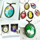 64pcs/set Round Oval Pendant Trays with Glass Cabochon Base DIY Jewelry Makin Bj