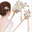 Women Elegant Flower Wedding  Hair Pin Colorful Hairpin Rhinestone Hair Stick Gw