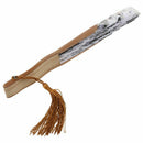 Chinese Gray Peony Blossom Fabric Bamboo Folding Dancing Hand Fan White A8P9