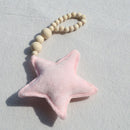 Wooden Beaded Pink Star Wall Hanging Ornament for Kids Nursery Room Decor